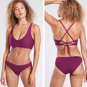 Athleta Triangle Bikini Top A-C cups Plum NWT Strappy